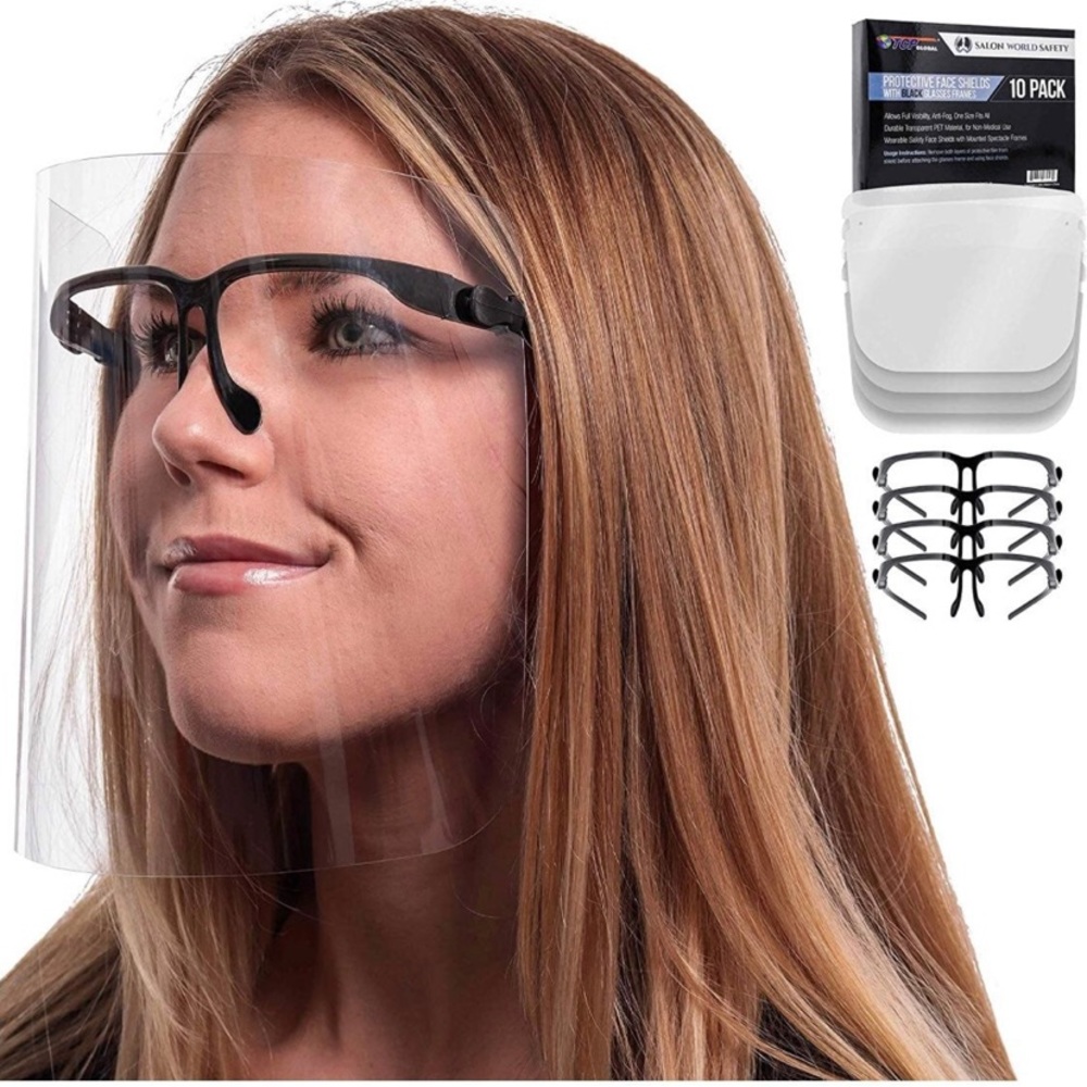 Safety Face Shields with Black Glasses Frames